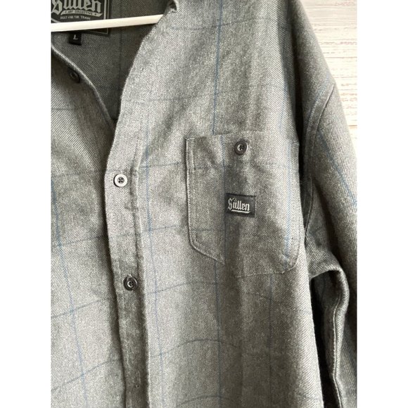 Sullen Art Collective Plaid Heavyweight Long Sleeve Button Down Shirt sz Large - Picture 4 of 8